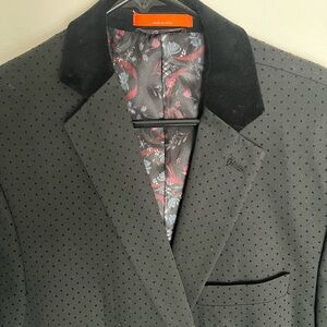 Men's Dark Gray Polka Dot Blazer